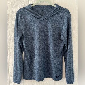 Nike Dri-FIT Hooded Long Sleeve Top Women’s Medium Blue Gray